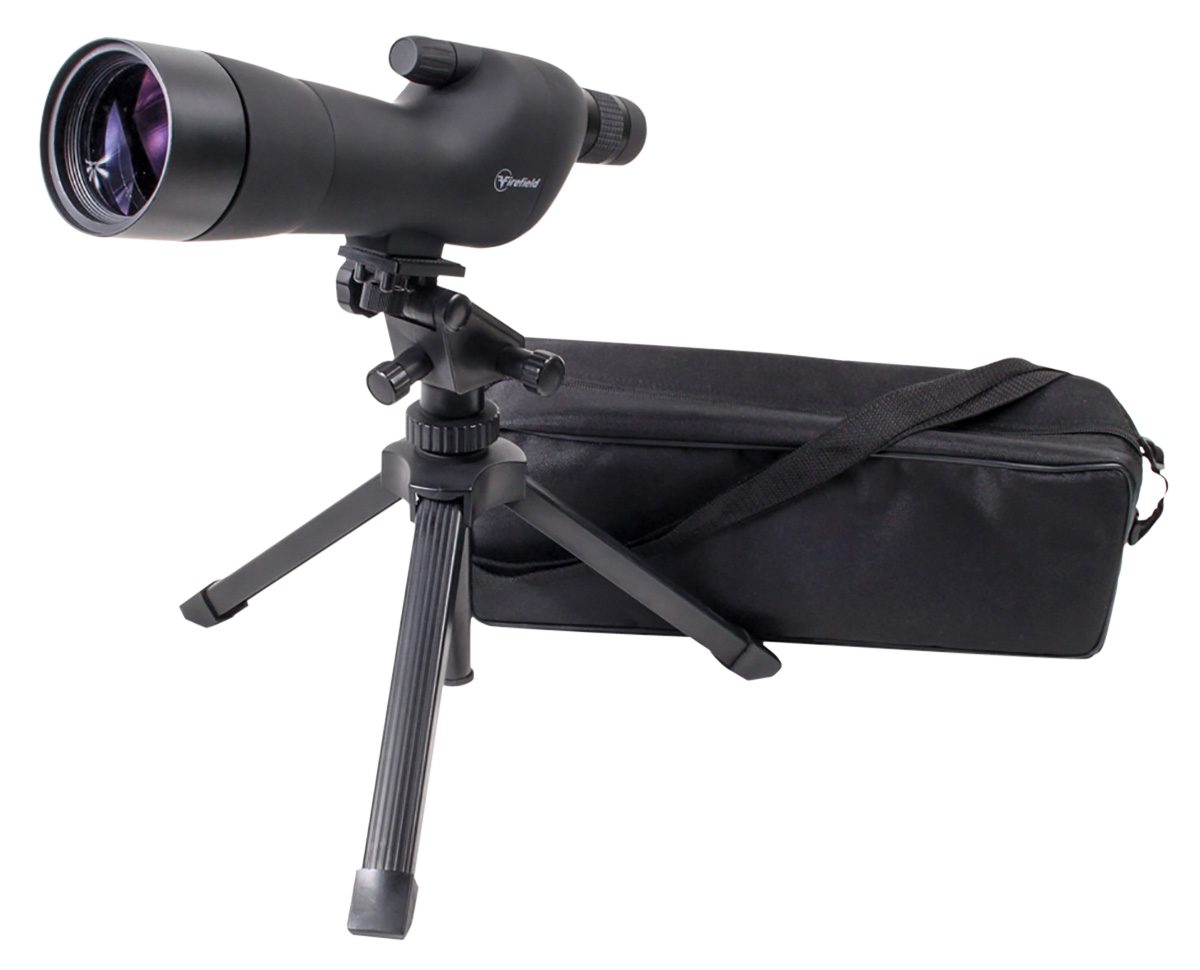 Firefield 20-60x80 Straight Edge Spotting Scope Kit Black, Straight Body, w/ Tripod, Carrying Case and Hard Case