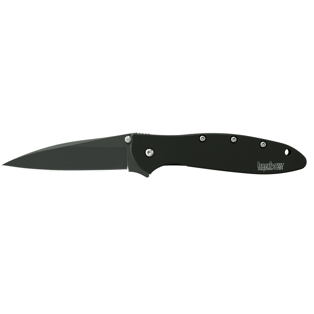 Kershaw 1660CKT Leek3" Folding Modified Drop Point Plain Black DLC 14C28N Steel Blade Black DLC 410 Stainless Steel Handle Includes Pocket Clip
