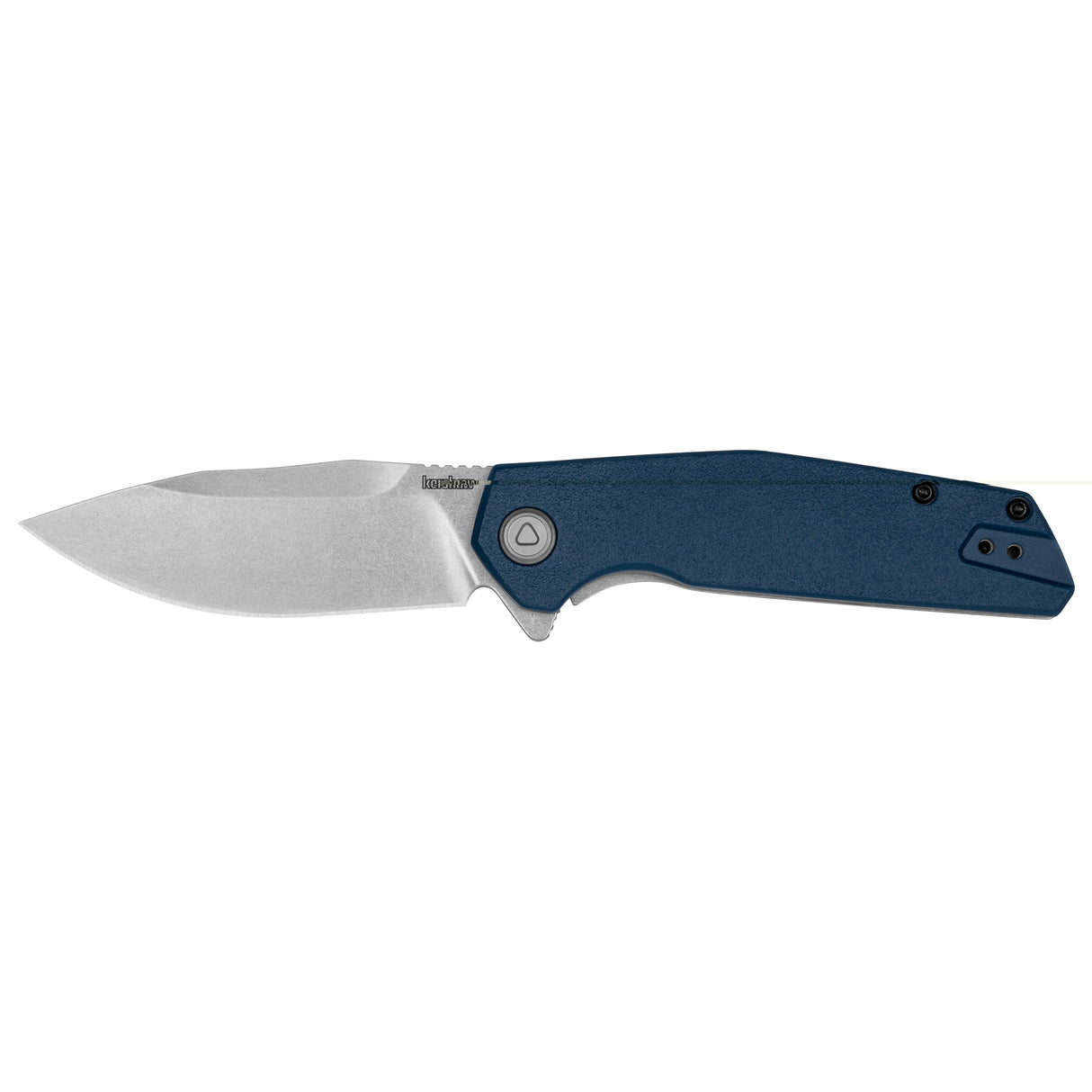 Kershaw 2036 Lucid3.20" Folding Clip Point Plain Stonewashed 8Cr13MoV SS Blade/Blue/Stonewashed Glass Filled Nylon/SS Handle Includes Pocket Clip