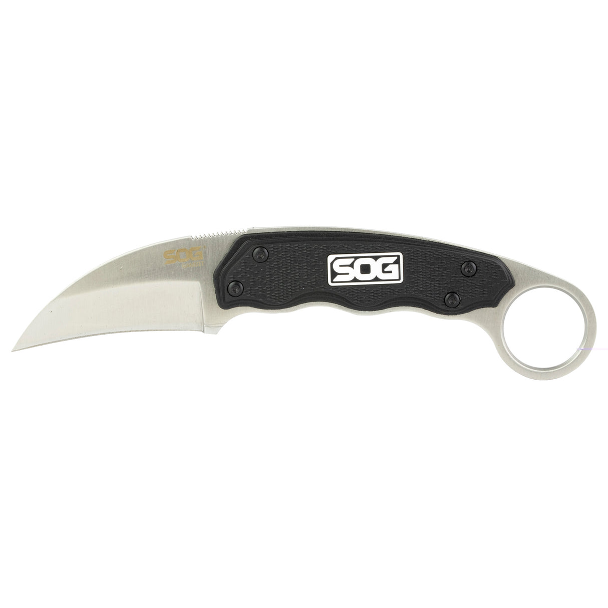 S.O.G SOGGB1001CP Gambit2.58" Fixed Sheepsfoot Plain Satin Polished 7Cr17MoV SS Blade Black GRN Handle Includes Sheath