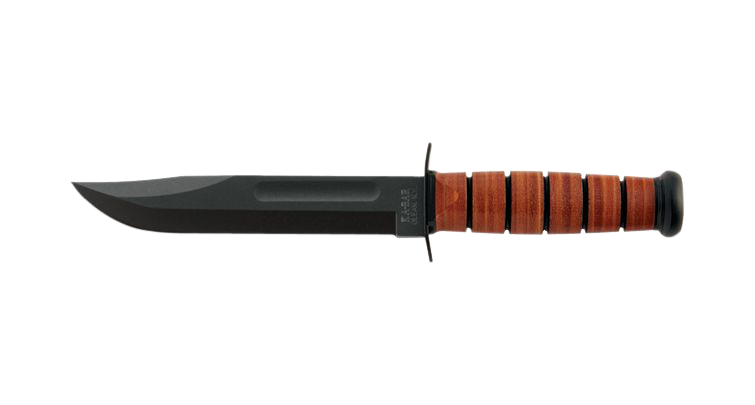 Ka-Bar 1317 Dog's Head Utility Knife 7" Fixed Clip Point Plain 1095 Cro-Van Blade Brown Leather Handle Includes Sheath
