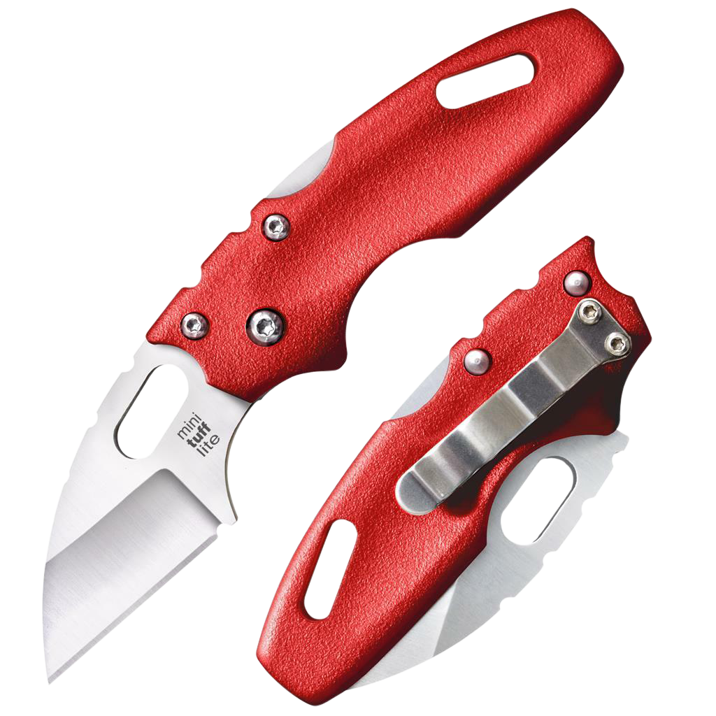 Cold Steel CS20MTR Tuff Lite Mini 2" Folding Sheepsfoot Plain 4034 Stainless Steel Blade/ Red Griv-Ex Handle Includes Pocket Clip