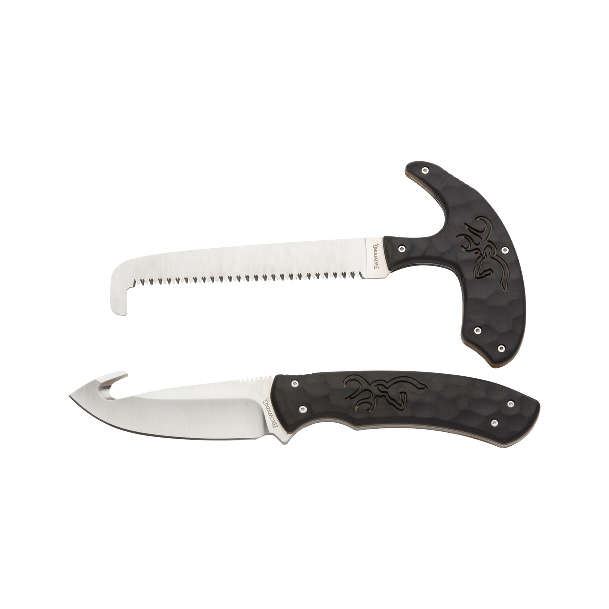 Browning 3220420 Primal Combo Fixed 3.75"/5.25" Gut Hook/Saw Gut Hook/Skinner/Saw 8Cr13MoV SS Blade/Black Polymer w/Rubber Overmold Handle