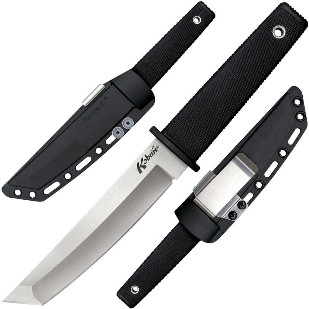 Cold Steel CS17T Kobun5.50" Fixed Tanto Plain AUS-8A SS Blade/Black Deep Checkered Kray-Ex Handle Includes Belt Clip/Sheath