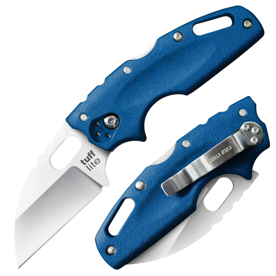 Cold Steel CS20LTB Tuff Lite 2.50" Folding Sheepsfoot Plain AUS-8A SS Blade/Blue Griv-Ex Handle Includes Belt Clip