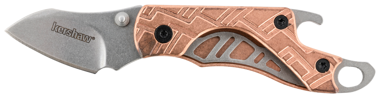 Kershaw 1025CUX Cinder1.40" Folding Drop Point Plain Stonewashed 3Cr13MoV SS Blade Copper Handle Includes Key Ring