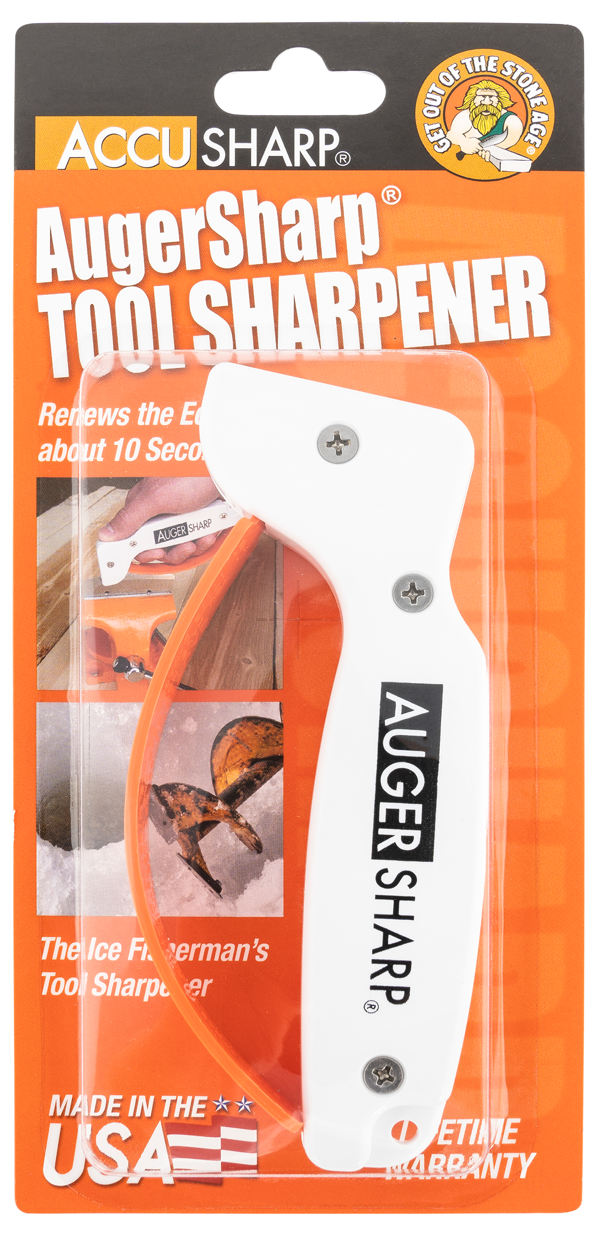 AccuSharp 007C AugerSharp Sharpener Diamond Tungsten Carbide Sharpener White/Orange