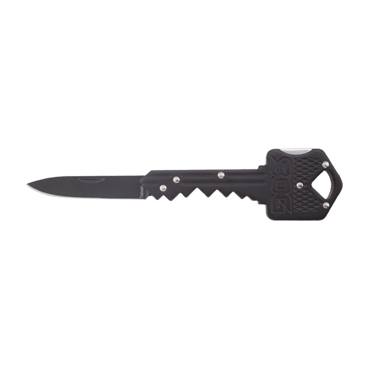 S.O.G SOGKEY101 Key1.50" Folding Plain Drop Point Black Hardcased 5Cr13MoV SS Blade/Black Stainless Steel Handle