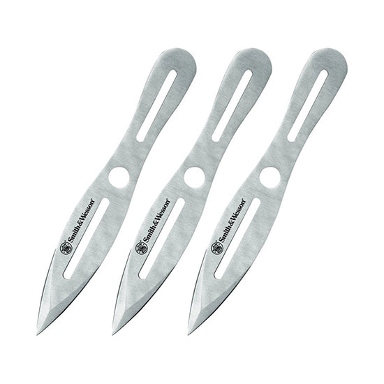Smith & Wesson Knives SWTK10CP S&W Throwing Knives 5" Fixed Dual Edge Spear Point Plain 2Cr13MoV SS Blade Stainless Steel Handle Includes Sheath Set of 3