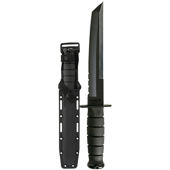Ka-Bar 1245 Tanto8" Fixed Tanto Part Serrated 1095 Cro-Van Blade/Black Kraton G Handle Includes Sheath