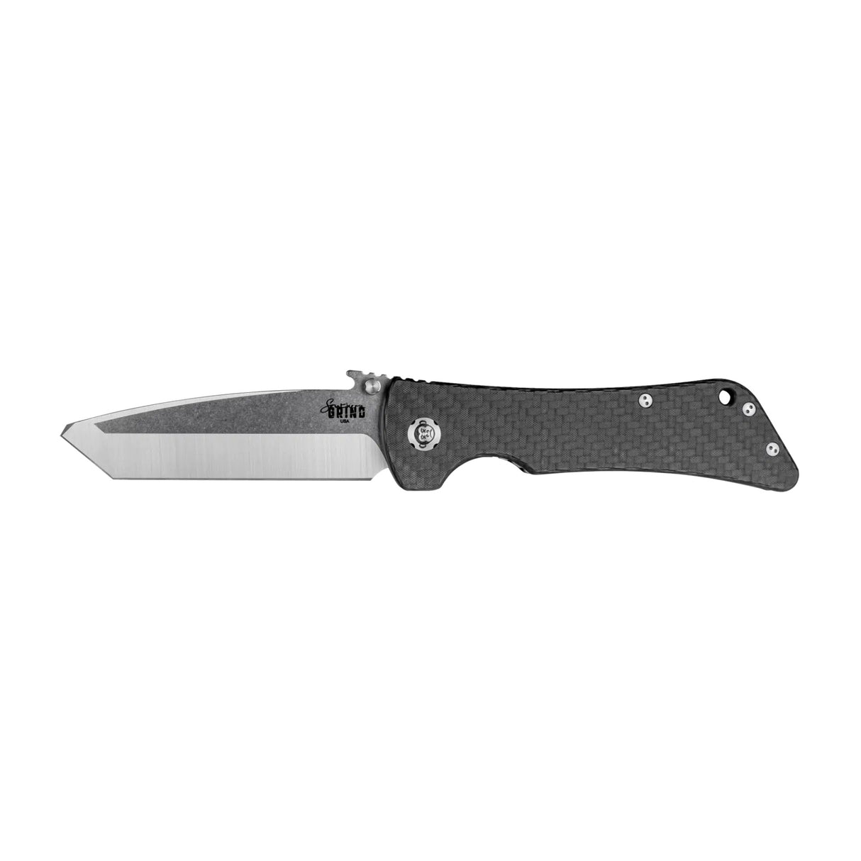 Southern Grind SG02050008 Bad Monkey4" Folding Tanto Plain Satin 14C28N Steel Blade/5.25" Black Textured Carbon Fiber Handle Includes Pocket Clip