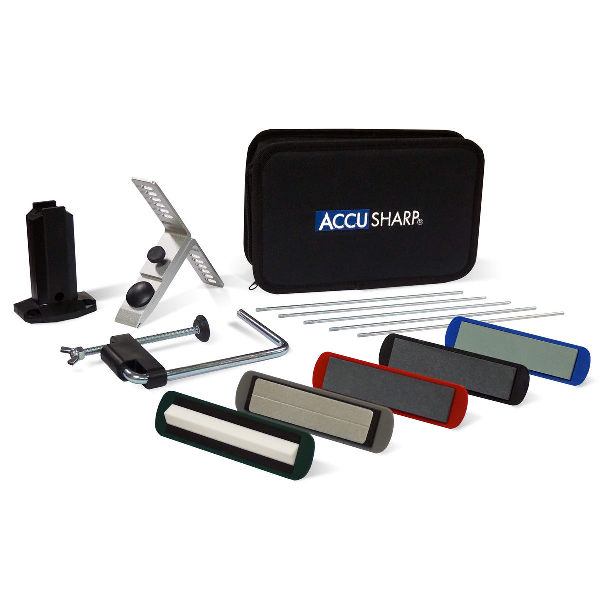 AccuSharp 059C 5-Stone Precision Set Extra Coarse/Coarse/Medium/Fine/ Ultra-Fine Diamond, Alumina, Ceramic Sharpener Multi Color