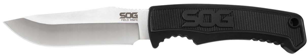 S.O.G SOGFK1001CP Field4" Fixed Clip Point Plain Satin 7Cr17MoV SS Blade Black TPR Handle Includes Sheath