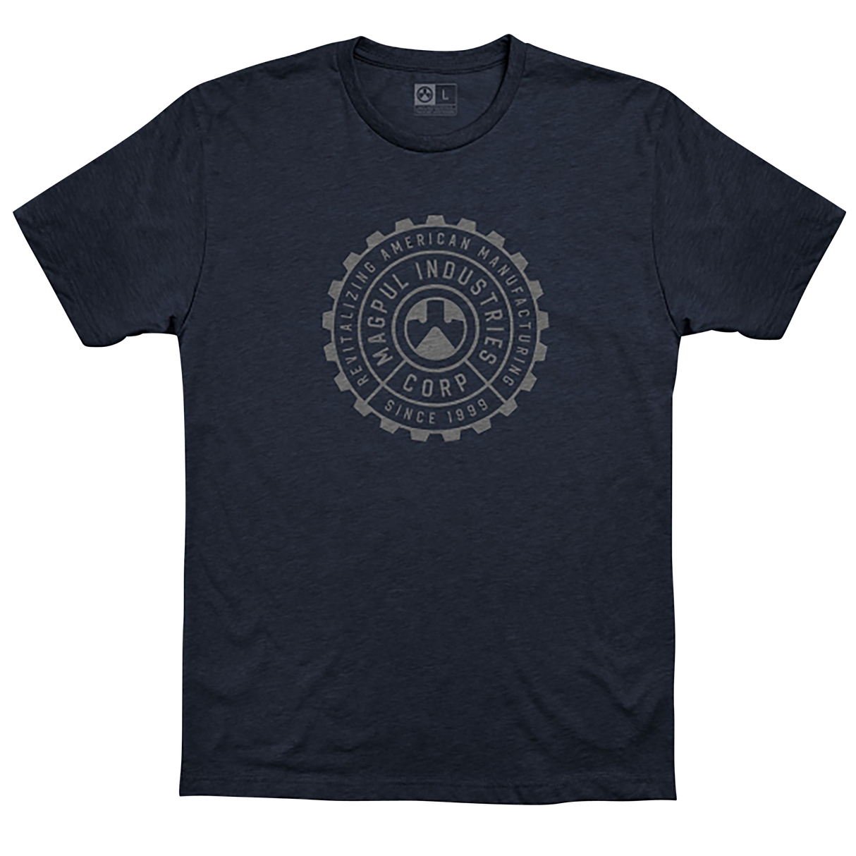 Magpul MAG1202-411-S ManufacturingNavy Heather Cotton/Polyester Short Sleeve Small