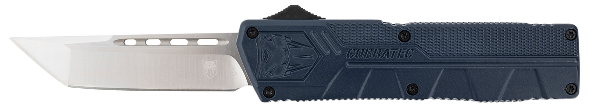 CobraTec Knives NYCTLWTNS Lightweight3.25" OTF Tanto Plain D2 Steel Blade/NYPD Blue Aluminum Handle Includes Pocket Clip