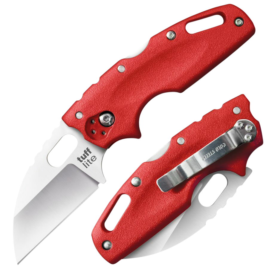 Cold Steel CS20LTR Tuff Lite2.50" Folding Clip Point Plain AUS-8A SS Blade/Red Griv-Ex Handle Includes Pocket Clip