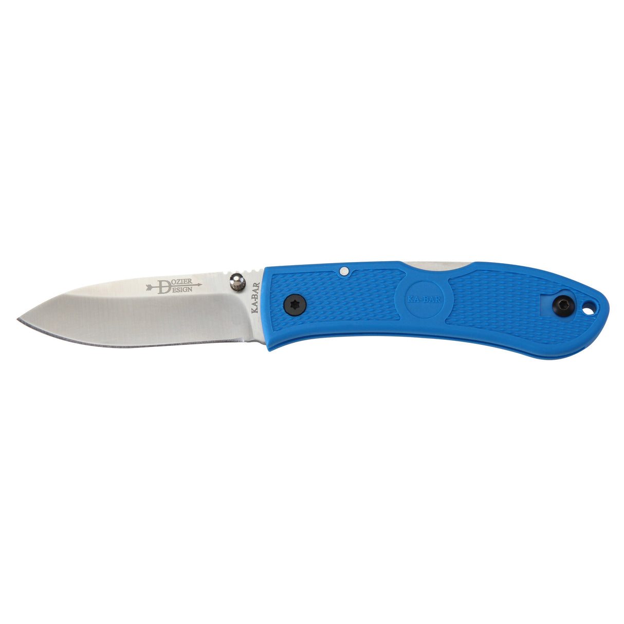 Ka-Bar 4062BL Dozier Hunter Folder 3 AUS-8A Stainless Steel Drop Point Glass Filled Nylon Blue in.