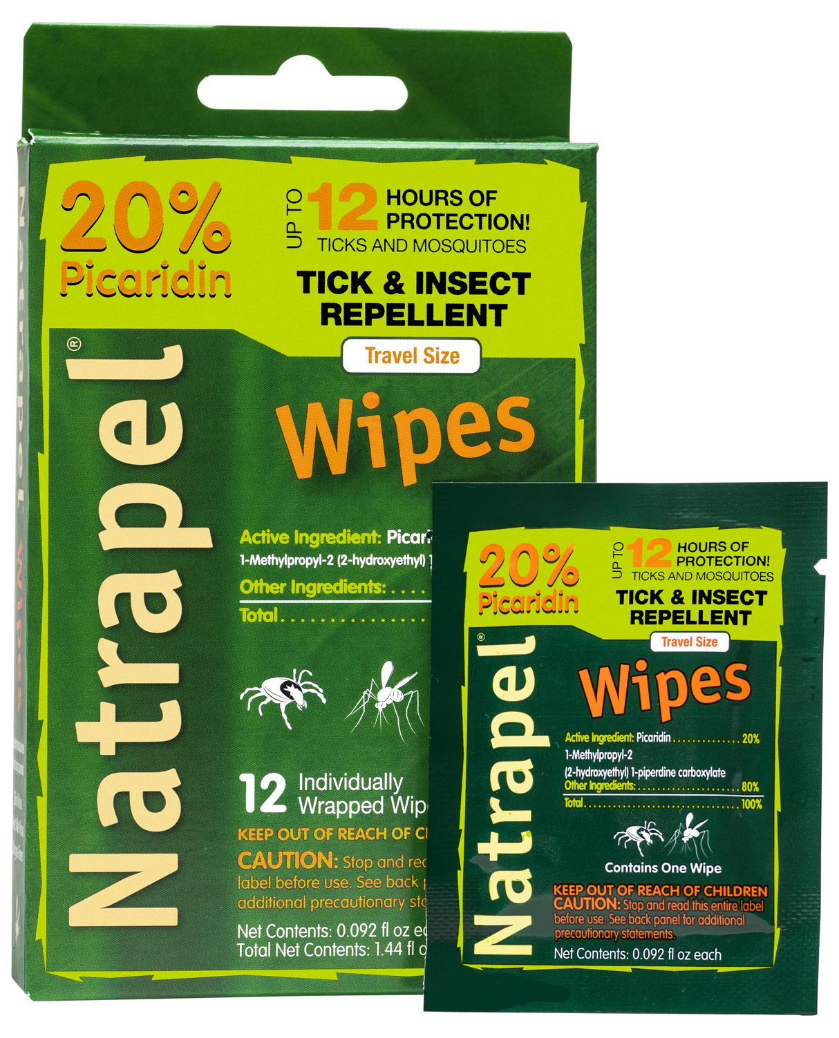 Natrapel 00066095 Repellent WipesRepels Ticks & Biting Insects Effective Up to 12 hrs 12 Per Box