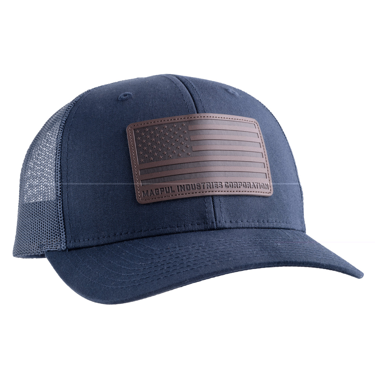 Magpul MAG1212-410 Standard Trucker Hat Navy Adjustable Snapback OSFA Structured Leather Patch