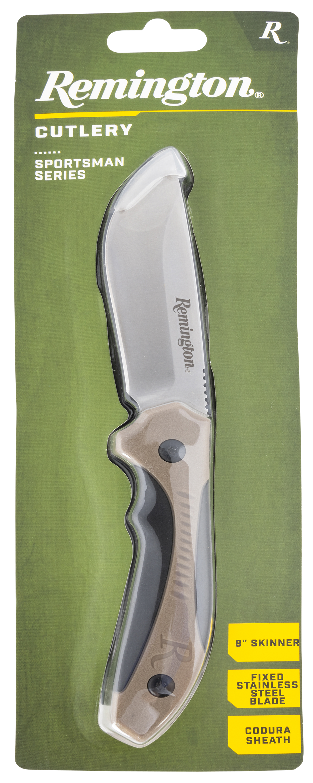 Remington Accessories 15675 SportsmanFixed Skinner 8Cr13MoV SS Blade Black/Tan GRN Handle Includes Sheath