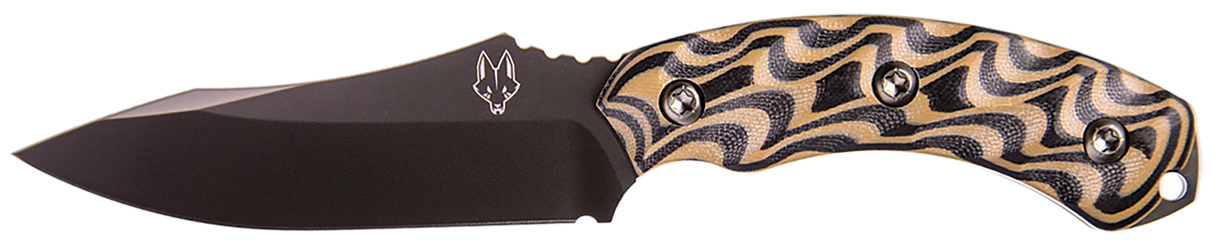 Southern Grind SG0507020601 Jackal4.75" Fixed Drop Point Plain Black PVD 8670 Steel Blade 4.50" Black/Tan G10 3D Milled Handle Includes Sheath