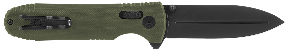 S.O.G SOG12610257 Pentagon XR 3.60" Folding Spear Point Plain Black TiNi Cryo CTS XHP Blade/OD Green G10 Handle Includes Pocket Clip