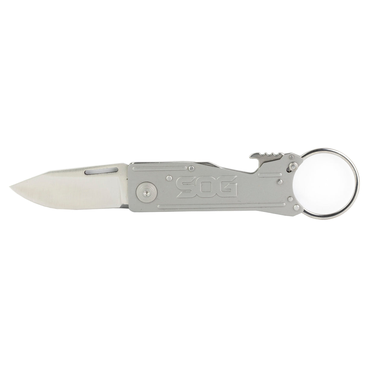 S.O.G SOGKT1001CP KeyTron1.80" Folding Plain Clip Point Grey 5Cr13MoV SS Blade/ Grey Stainless Steel Handle