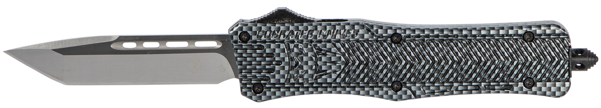 CobraTec Knives MCFCTK1MTNS CTK-1Medium 3" OTF Tanto Plain D2 Steel Blade/Carbon Fiber Aluminum Handle Features Glass Breaker Includes Pocket Clip