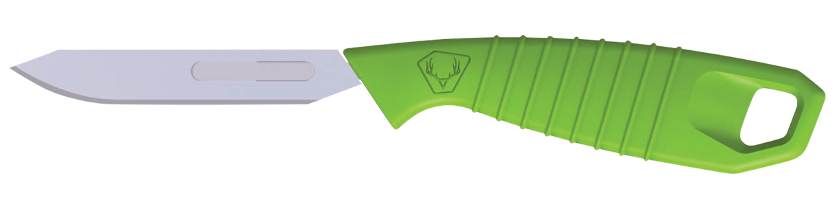 HME HMEKNPRBBM Super Lite Replace a Blade Tanto Plain Stainless Steel Blade/Green TPR Handle Includes 5 Replacement Blades/Sheath