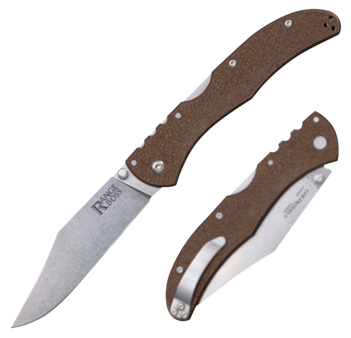 Cold Steel CS20KR9Z Range BossFolding Clip Point Plain 4034 SS Blade 5.25" Flat Dark Earth Zy-Ex Handle Blister Pack