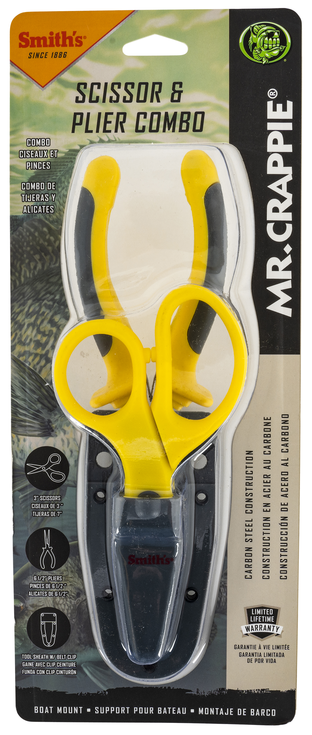 Smiths Products 51297 Mr. Crappie Pliers & Scissor Combo Gray/Yellow Handle