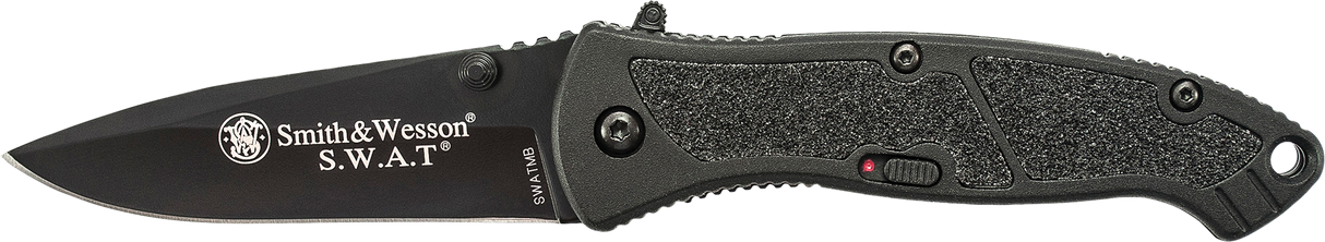 Smith & Wesson Knives SWATMBCP S.W.A.T.3.20" Folding Plain Black 4034 SS Blade Black Aluminum Handle Includes Pocket Clip