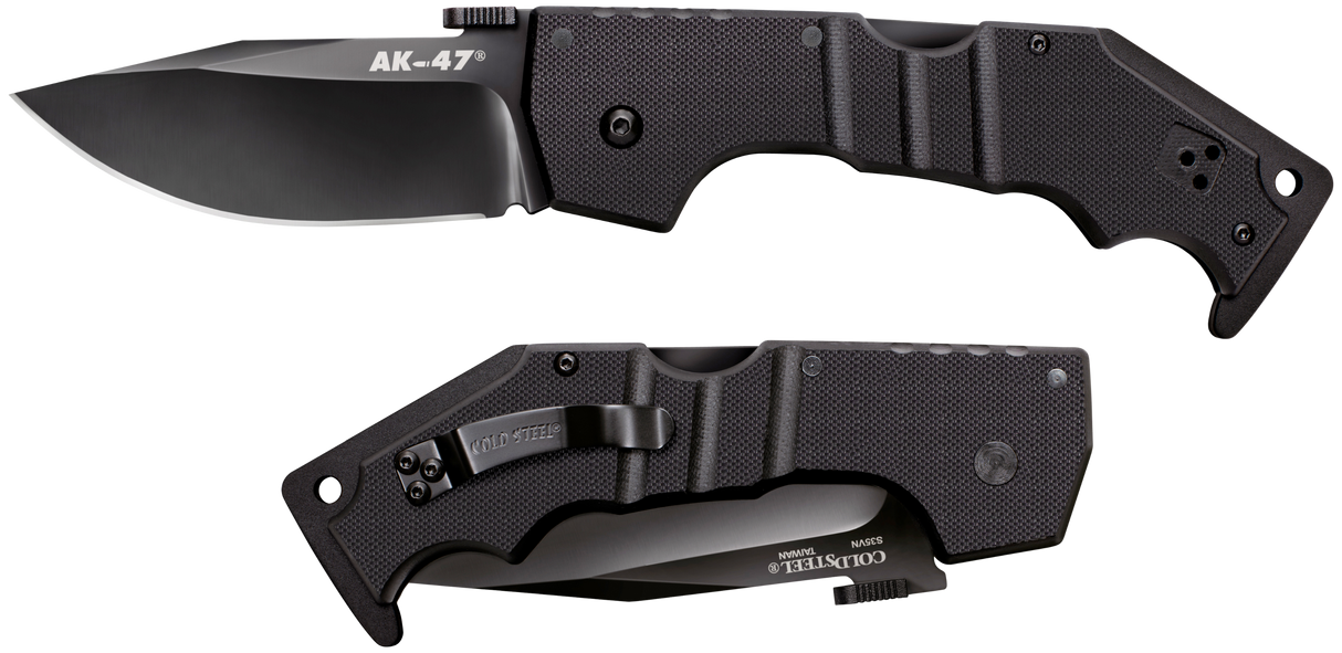 Cold Steel CS58M AK3.50" Folding Clip Point Plain Black Matte S35VN SS Blade/5.50" Black G10 Handle Includes Belt Clip
