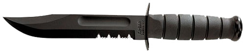 Ka-Bar 1212 Fighting/Utility7" Fixed Clip Point Part Serrated Black 1095 Cro-Van Blade Black Kraton G Handle Includes Sheath