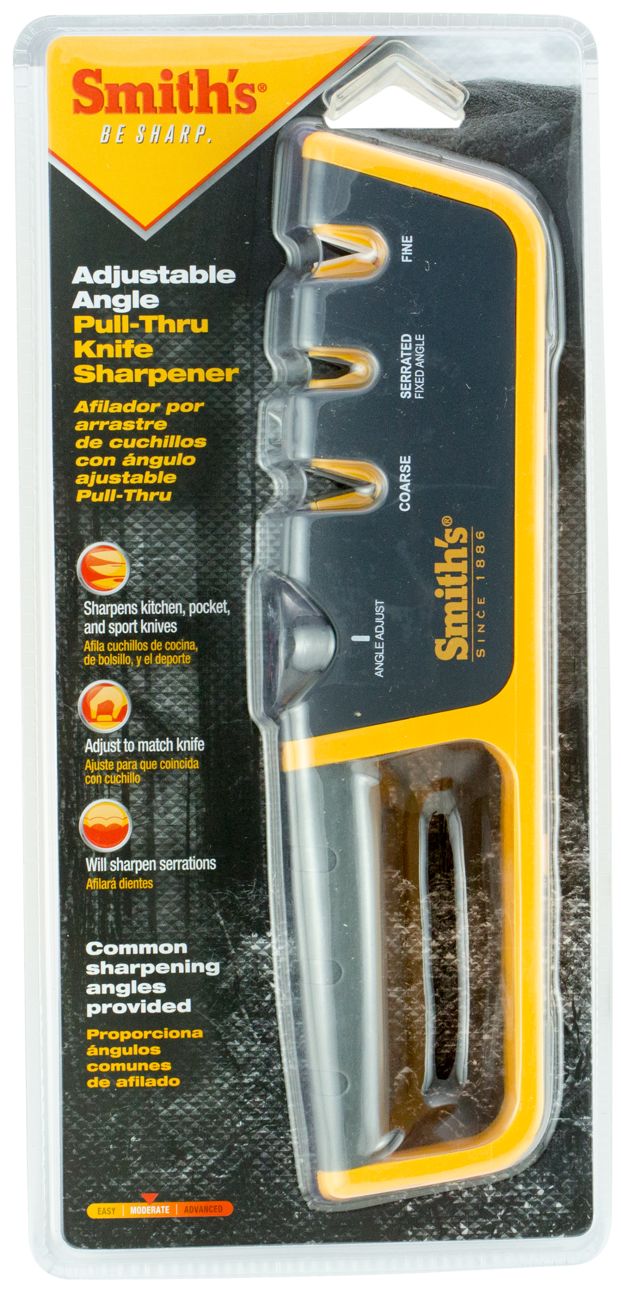 Smiths Products 50264 Adjustable Angle Pull-Thru Sharpener Hand Held Fine, Coarse Ceramic, Diamond Sharpener Rubber Handle Gray