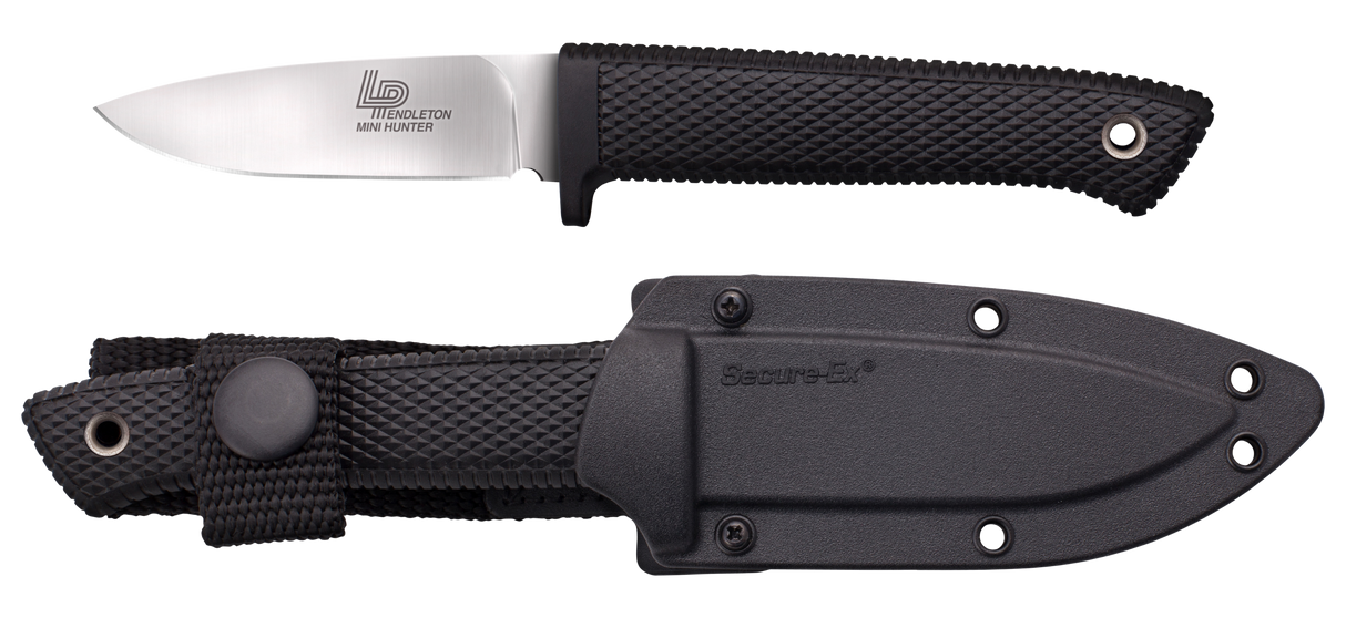 Cold Steel CS36LPMF Pendleton Mini Hunter 3" Fixed Plain Stone Washed American CPM 3V High Carbon Steel Blade/Black Textured Kray-Ex Handle Includes Sheath