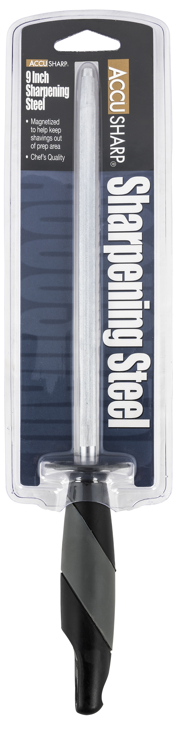 AccuSharp 032C Sharpening Steel9" Black Overmolded Rubber Handle Steel