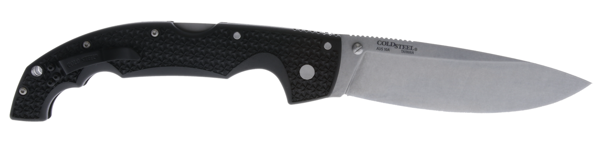Cold Steel CS29AXB Voyager XL 5.50" Folding Drop Point Plain Stonewashed AUS-10A SS Blade/6.75" Black Textured Griv-Ex Handle Includes Belt Clip