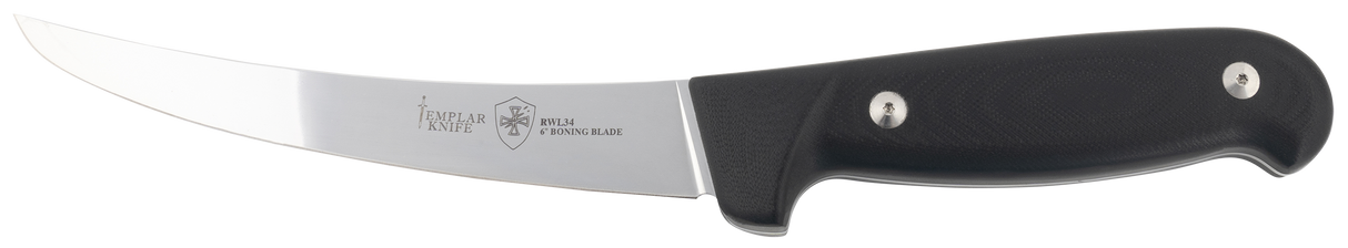 Templar Knife K6BBK362 Boning6" Fixed Plain RWL34 Damasteel Blade/5" Black G10 Handle
