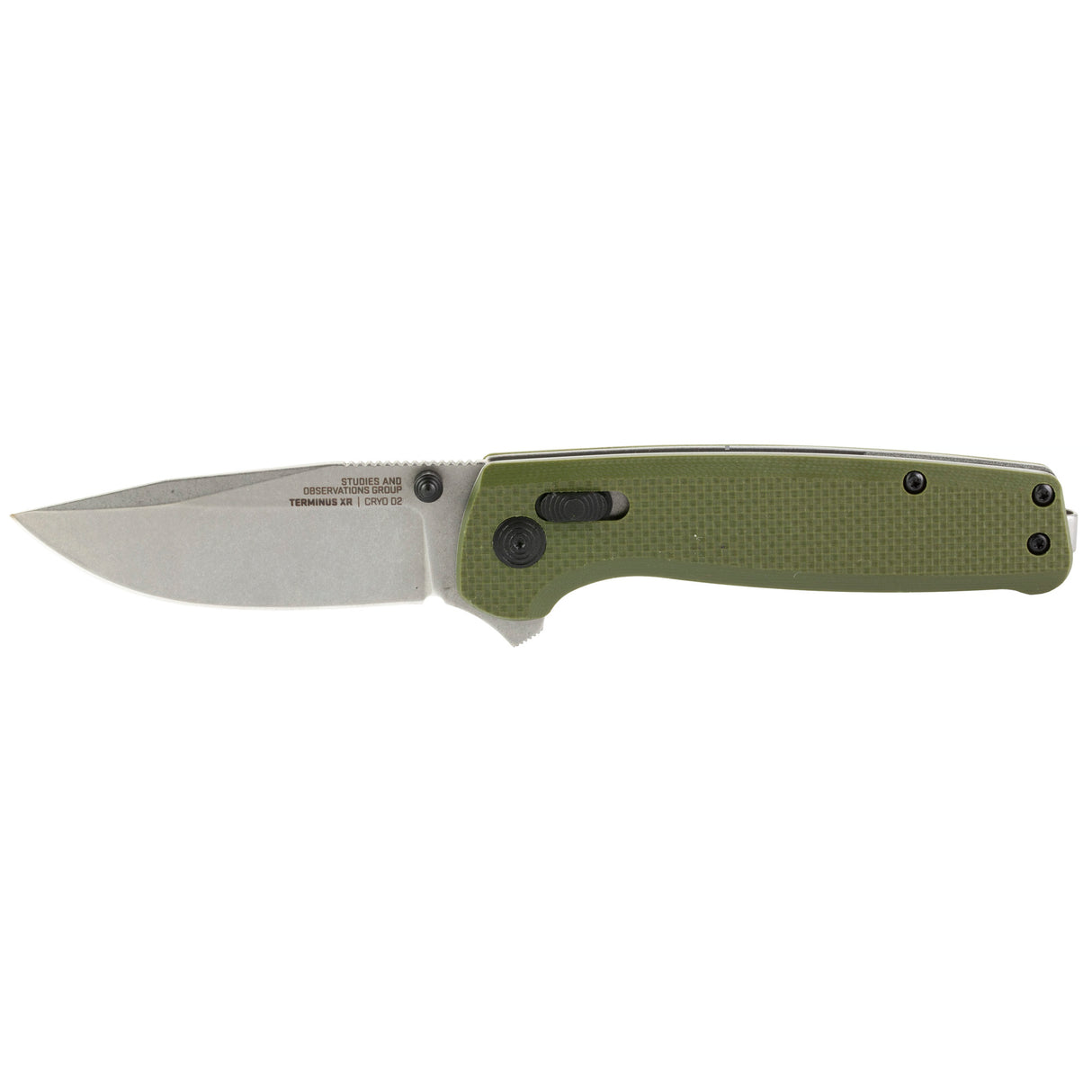 S.O.G SOGTM1022CP Terminus XR 2.95" Folding Plain Clip Point Stone Washed D2 Steel Blade/Olive Drab Textured G10 Handle