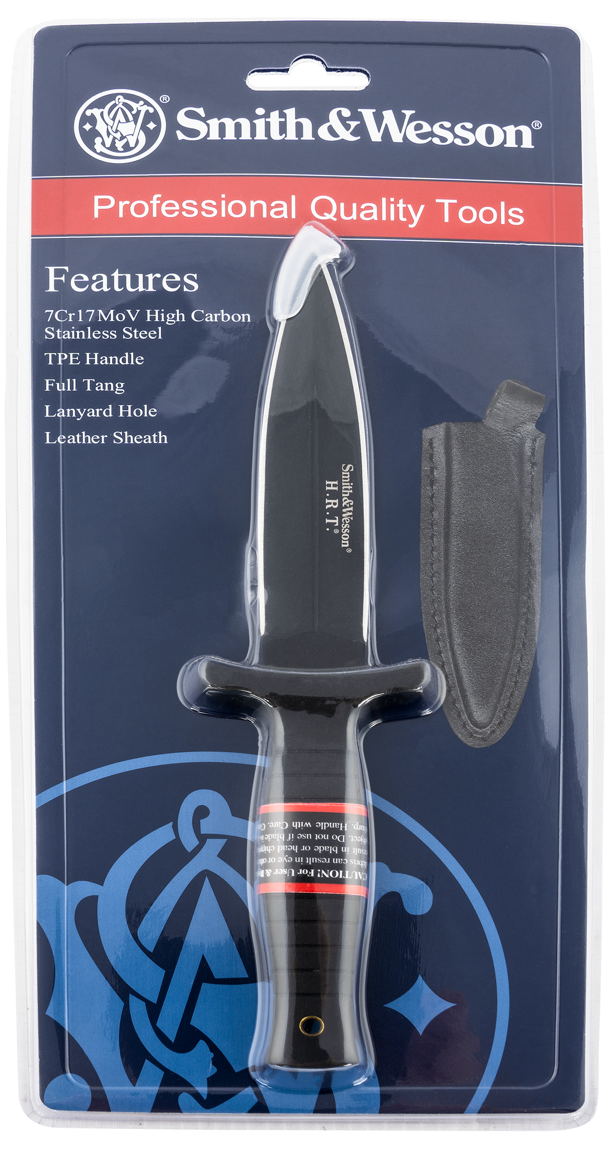 Smith & Wesson Knives SWHRT9BCP Smith & Wesson H.R.T. 4.75" Fixed Spear Point Plain 7Cr17MoV High Carbon SS Blade Thermoplastic Rubber Handle