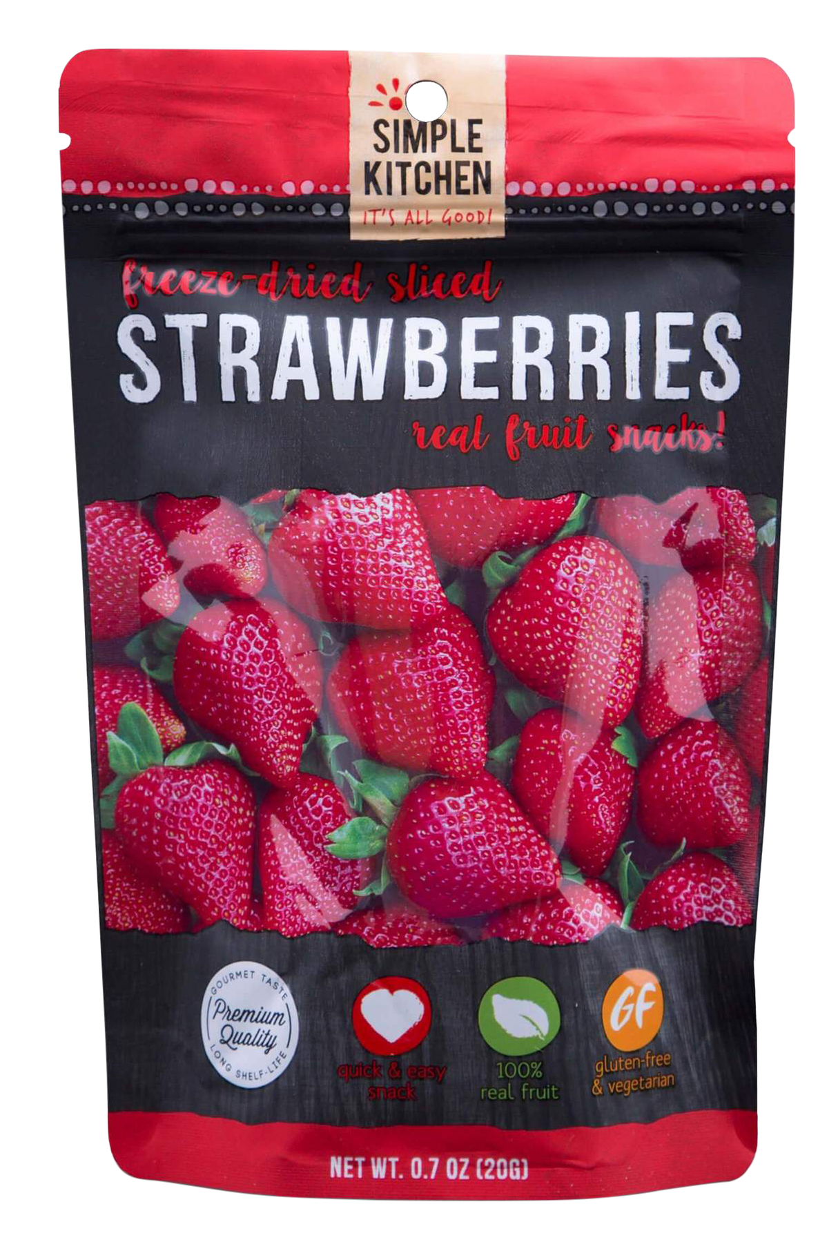 ReadyWise SK05006 Simple Kitchen Freeze Dried Fruit Strawberry 1 Serving Pouch 6 Per Case