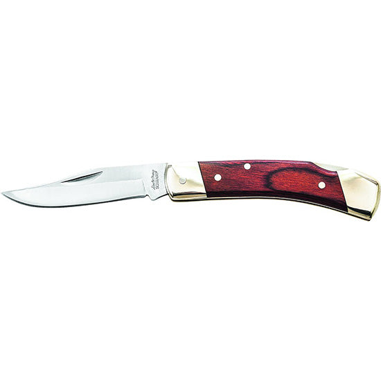 Uncle Henry LB5CP LB5 Smokey II Folding Clip Point Plain Stainless Steel Blade 3.70" Wood Handle Includes Sheath