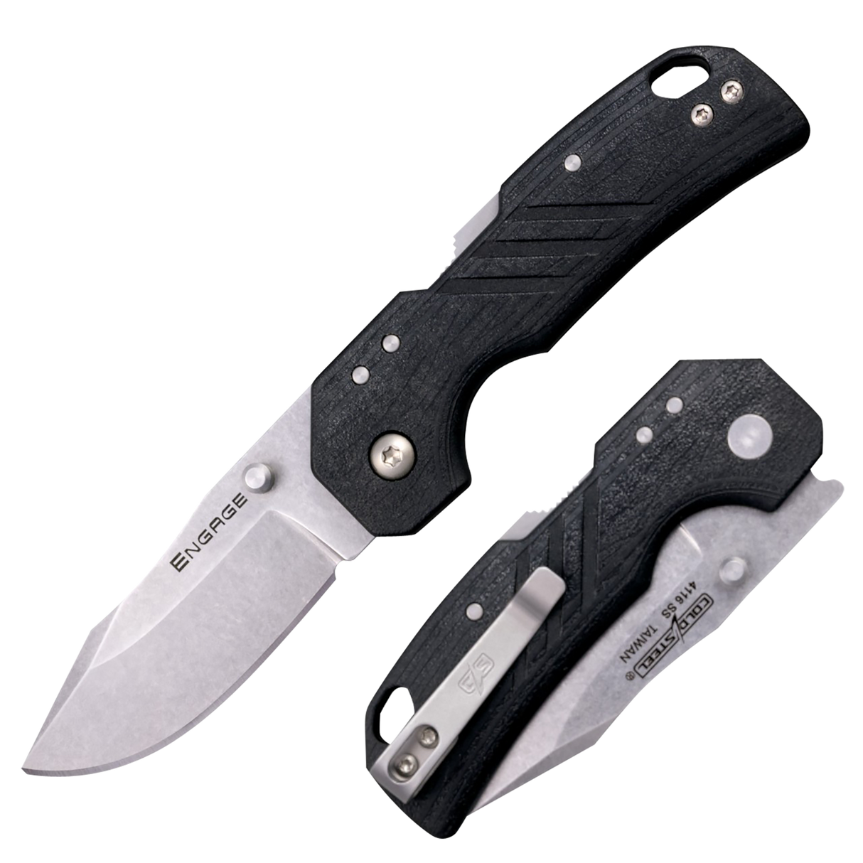 Cold Steel CSFL25DPLCZ Engage2.50" Folding Clip Point Plain Satin 4116 SS Blade/4.11" Black GFN Handle Includes Belt Clip