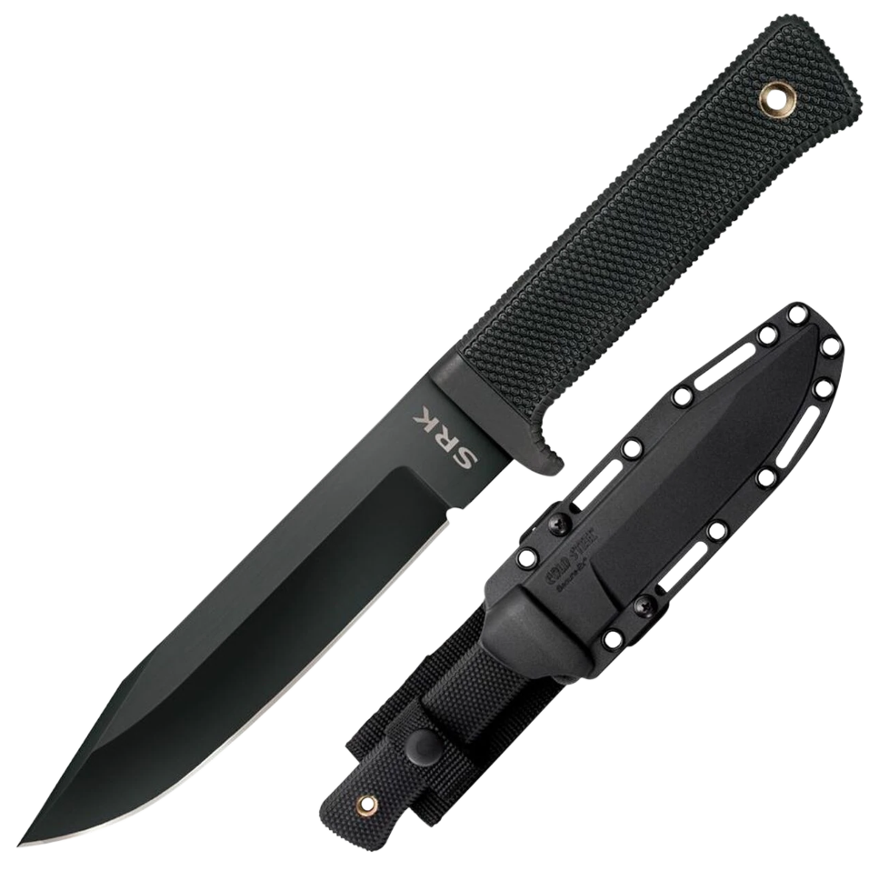 Cold Steel CS49LCK SRK6" Fixed Clip Point Plain Black Tuff-Ex Finish SK-5 Steel Blade/Black Kray-Ex Handle Includes Sheath