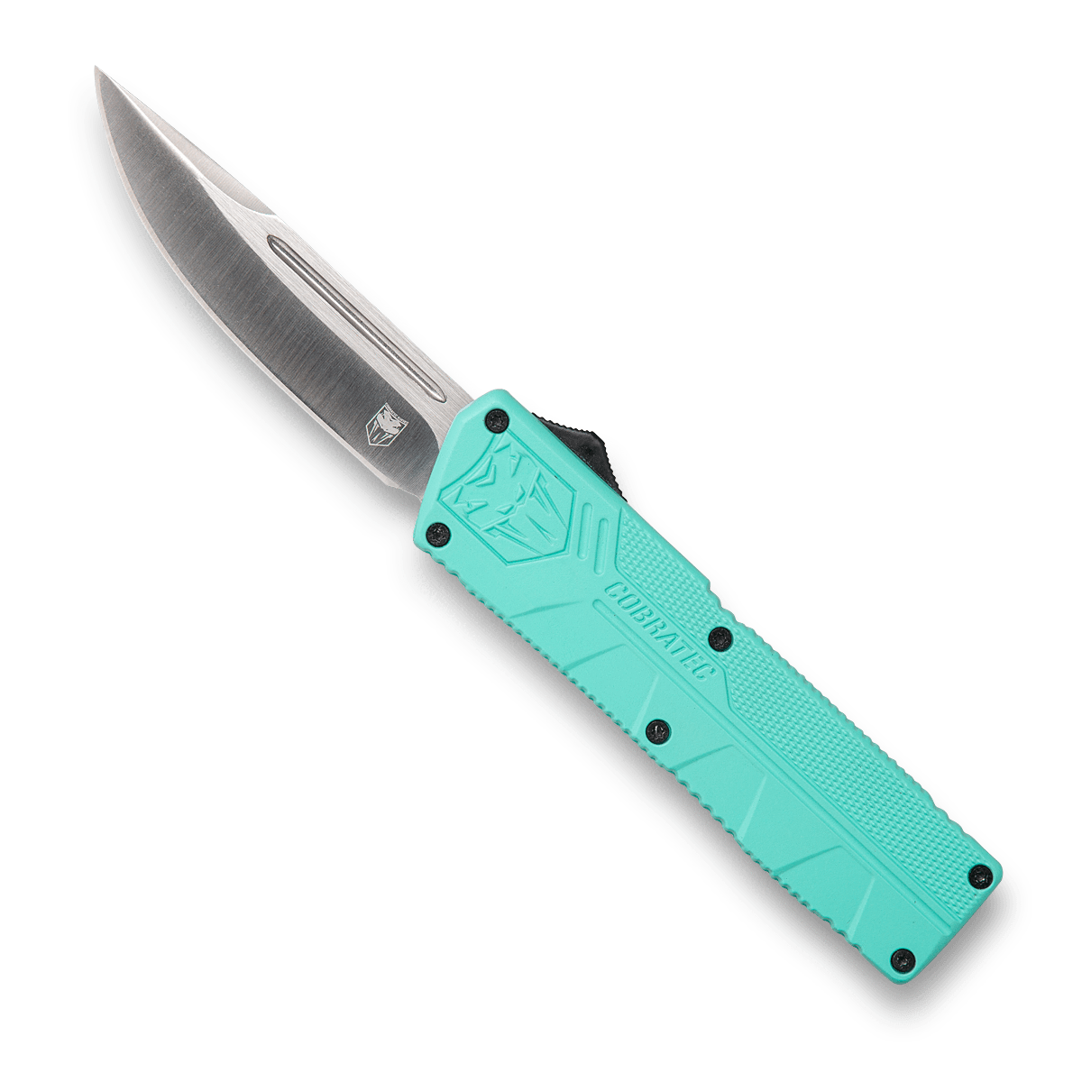 CobraTec Knives TFCTLWDNS Lightweight3.25" OTF Drop Point Plain D2 Steel Blade/Tiffany Blue Aluminum Handle Includes Pocket Clip