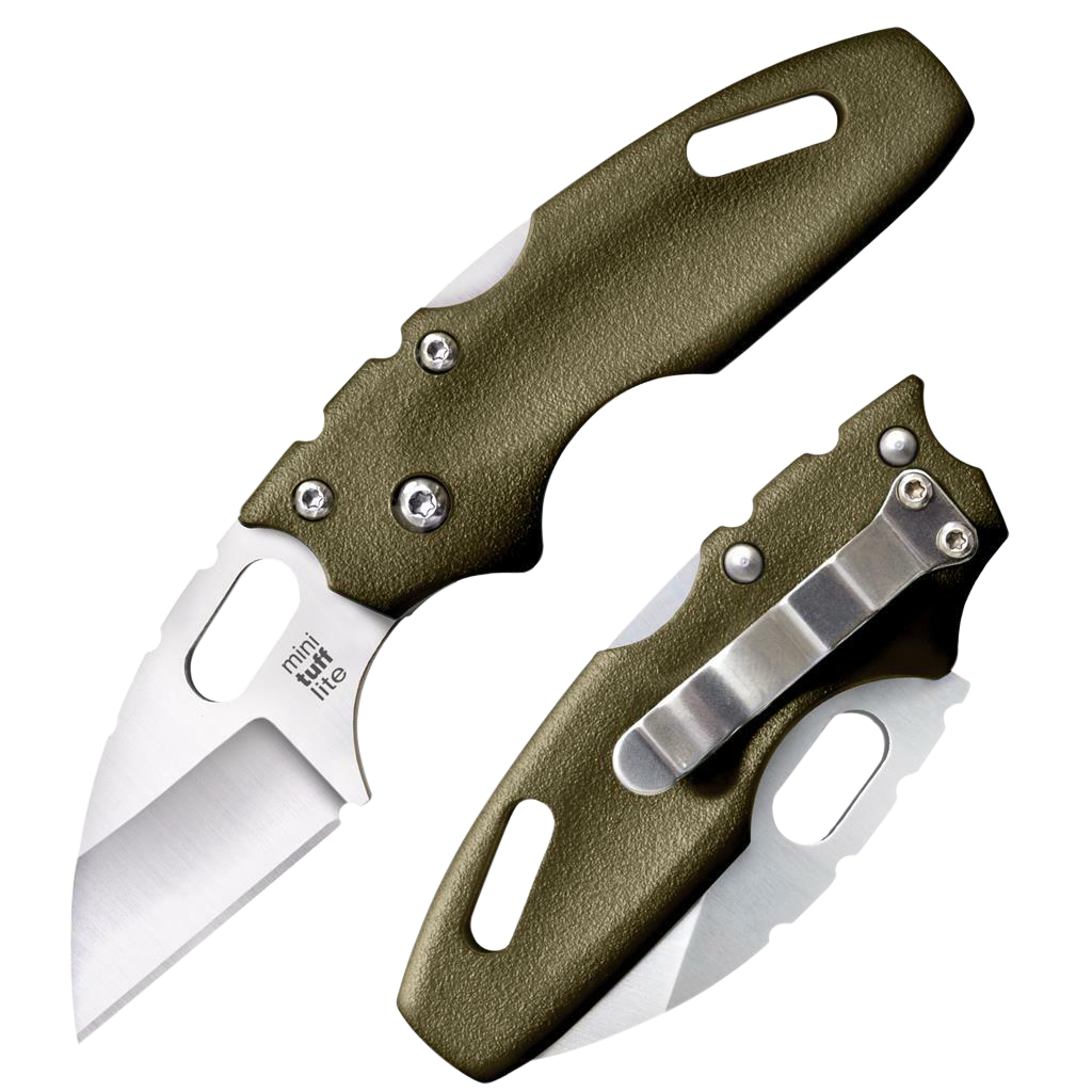 Cold Steel CS20MTGD Tuff Lite Mini 2" Folding Sheepsfoot Plain 4034 Stainless Steel Blade/OD Green Griv-Ex Handle Includes Pocket Clip