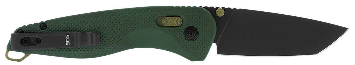 S.O.G SOG11411341 Aegis AT 3.13" Folding Tanto Plain Black TiNi Cryo D2 Steel Blade/Forest w/Moss Accents GRN Handle