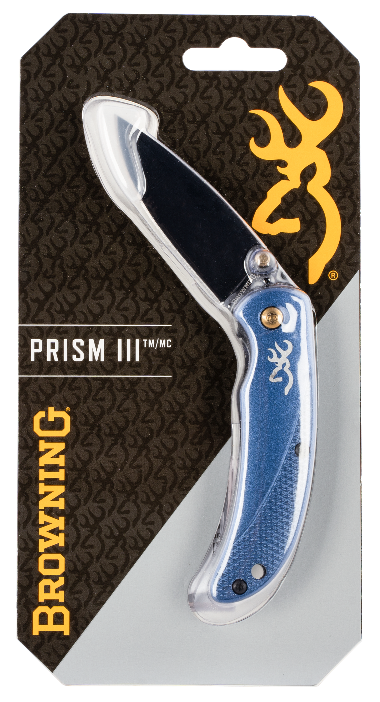 Browning 3220341 Prism 32.88" Folding Clip Point Plain Black Stonewashed 7Cr17MoV SS Blade/Navy Blue Anodized Aluminum Handle Includes Pocket Clip