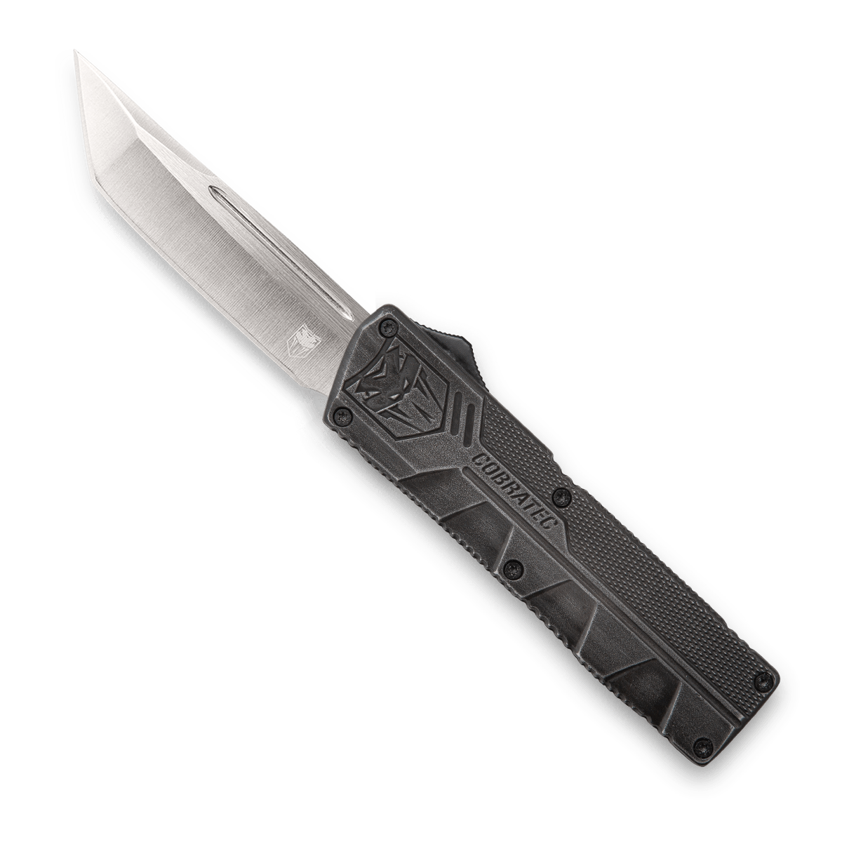 CobraTec Knives SWCTLWTNS Lightweight3.25" OTF Tanto Plain D2 Steel Blade/Stonewashed Aluminum Handle Includes Pocket Clip